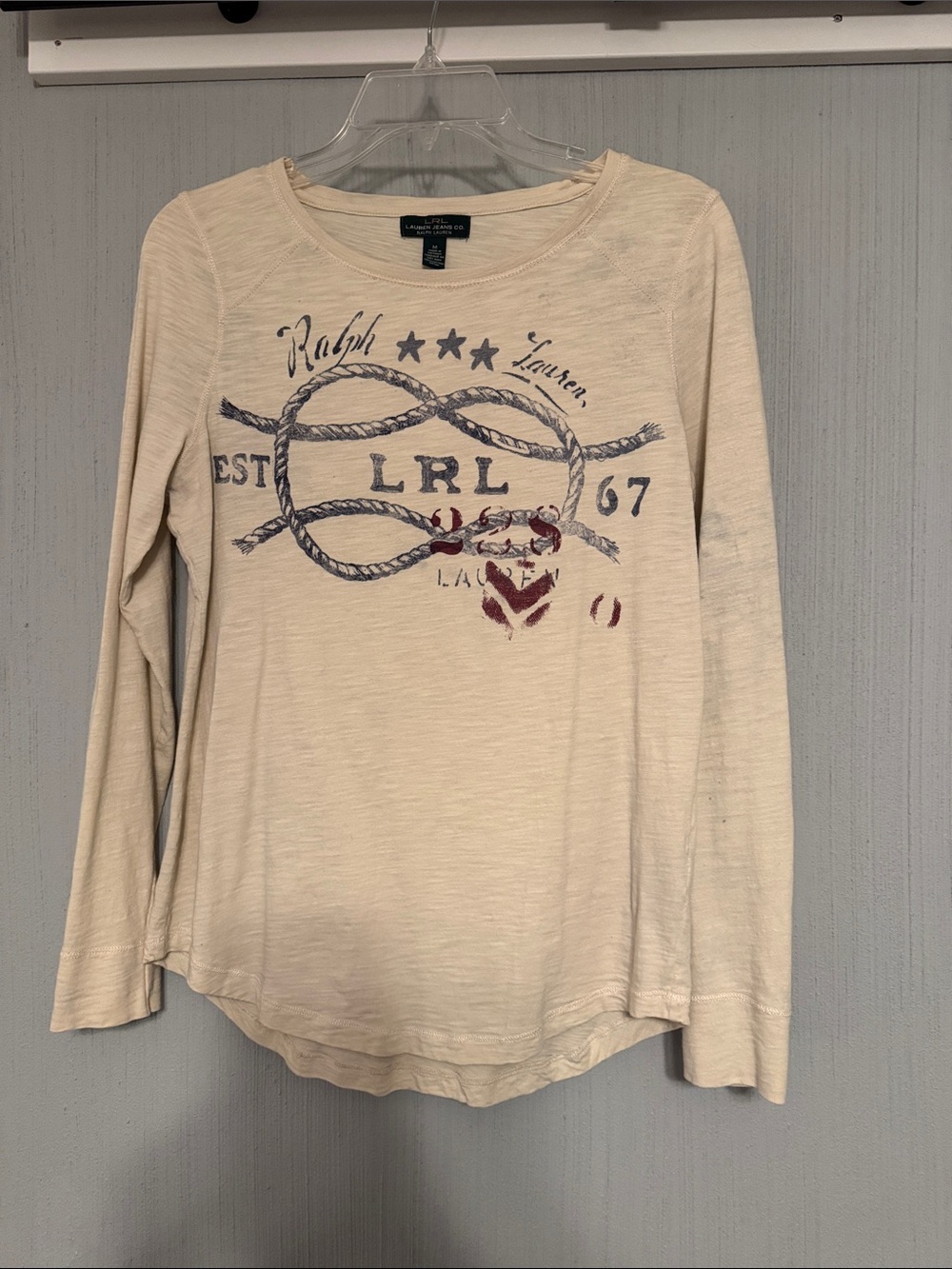 Ralph Lauren Cream Long-Sleeve Nautical Graphic Tee